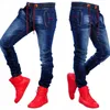 Męskie dżinsy męskie dżinsy z elastycznym paskiem szczupłym i swobodnym klasycznym niebieskim luźnym elastycznym splicing modne i proste JeanSl2404