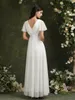 Robes de demoiselle d'honneur Boho Ivory Summer Long Maxi Deep V Neck A Line Wedding Guest Wear Maid of Honor Robes Prom Robe