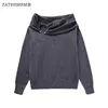 Women's Sweaters ZATRHMBM Women 2023 Autumn Fashion Gray Knitted Sweater Vintage Off The Shoulders Long Sleeves Female Pullover Chic Tops