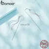 Stud Bamoer 925 Sterling Silver Two-Tone Tassel Threader Brincos Long Chain Ear Line SCE1600 YQ231026