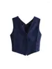 Gilet da donna Gilet avvolto sul retro per le donne Autunno Scollo a V senza maniche Gilet corto monopetto Moda femminile Elegante Lady Crop Top