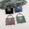 Pendant Necklaces Bronze Plated Rectangle Bag Shape Multicolor Agates Stone Slice Vintage Sun Necklace MY230575