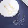 Boucles d'oreilles créoles en acier inoxydable pour femmes, bijoux bohème, lune, étoile, goutte de soleil, Simple, mode, Long, cadeau, vente en gros, 2023