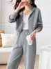 Frauen Zwei Stück Hosen Strickjacke Mit Kapuze Sweatshirt Set Für Frauen Trainingsanzug Conjuntos De Pantalones 2023 Herbst Mode Casual Run anzüge