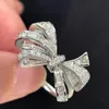 Luxury Design Bow Knot Full Diamond Ring 925 Silver Proposal Dinner Wedding Matchmaking Colorless Classic Style