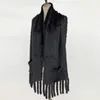 Lenços inverno mulheres real xale preto mão tricô capa natural com borla senhora moda quente casual longo cachecol