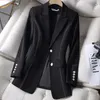 Damenanzüge-Blazer, Frühlings-Herbst-Anzugjacke, modisch, weiblich, lässiger Blazer, Büro, berufstätig, Damenbekleidung, einreihig, schwarz, weißer Mantel 231023