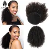 Sintético s alororo cordão puff cauda afro kinky encaracolado grampo de cabelo na cauda africano peruca para preto feminino 231025