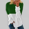 Frauen Pullover Doppel Farbe Rundhals Langarm Große Top 2023 Winter Sweatershirt Damen Sweat Shirt