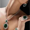 Choucong Brand New Unique Luxury Bridal Jewelry Set 18K White Gold Fill Emerald Gemstones Wedding Party Stud Earring Tennies Neckl2553