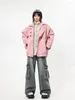 Vestes Femmes Preppy Streetwear Vêtements d'extérieur Boucle en métal Trench-coat à revers en daim pour femmes Vêtements Printemps Automne Y2K Rose Femelle