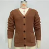 Herrjackor män tröjor Knitwear Autumn Winter V-Neck Tjock Cardigan Jacka och rockar Fashion Lång ärm Solid Color Male Top