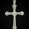 Vintage grande masculino cruz pingente colar 925 prata esterlina 5a zircon cz festa de casamento cruz pingente para homem luxo jóias257z