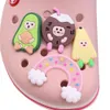  MOQ 20 Unids PVC Dibujos Animados Comida Coco Dragón Fruta Pera Durian Aguacate Sandía Piezas de Zapatos Accesorios Decoraciones de Diseñador Hebilla Encantos para Niños