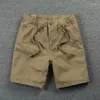 Shorts Masculinos Estilo Hong Kong Cintura Elástica Casual Verão Cor Sólida Coreano Na Moda Meninos Quarter Lace Up Calças