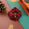 Kız lastik bant saç aksesuarları Noel saç yüzüğü karikatür ekose basılı başlık parti dekorasyon hediyesi