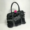 Autumn Winter Trendy Warm New fur bag fur bag plush bag otter fur bag large capacity real fur women's bag large size cowhide handbag black YP0IL