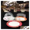 Outras ferramentas de cozinha 500 pcs tampa de plástico para prato de sushi buffet correia transportadora reutilizável placa de bolo transparente comida er restaurante accessor dh3zm