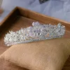 Fermagli per capelli Corone da sposa in cristallo placcato a forma di fiore semplice Diadema Copricapo da sposa Accessori Tiara Sposa