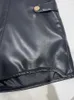 Shorts pour femme Streetwear Boucle en métal Cuir Patchwork pour femmes Taille haute Pantalon court droit Automne 2023 Tide 11XX5932