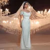 Elegant Crystal Mermaid Wedding Dresses for Bridal Off the Shoulder Ruched Bridal Gowns Beaded Long robe de mariee