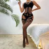 Cosplay lingerie sexy crotchless fishnet bodysuit ursinhos pornô erótico oco para fora sem costas roupa interior bodystockings babydoll trajes