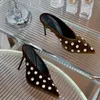 2024 Designer New Shoes Sexy Shiny Rhinestone Leather Luxury High Heels Lacquer Leather Thin Medium Heel Pointed Net Red Star Dress Shoes