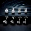 Stud TTVOVO Sólido 925 Sterling Brincos para Mulheres Homens CZ Cubic Zirconia 4 Garras Ear Engagement Brinco Brinco S925 Jóias YQ231026