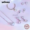 Stud WOSTU 925 sterling silver perline rotonde opale amore cuore orso orecchio fibbie orecchini per le donne moda partito gioielli regalo E1385 YQ231026