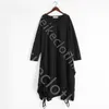Zimowa spódnica oryginalna sukienka do swetra artystyczna faktura nieregularna brzeg luźno luźny czarna sukienka bazowa plus w rozmiarze