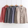 Kvinnors blusar skjorta 2023 Plaid kvinnor Cotton Coman Casual Long Sleeve Tops Office Damer Kontrollerade kläder Khaki Red Black