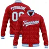 Мужские куртки на заказ, красный, синий цвет, бейсбольная куртка на пуговицах с 3D принтом, бомбер с полной застежкой, Varsity Letterman