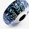 Nieuwe Collectie 925 Sterling Zilver Golvend Donkerblauw Murano Glas Oceaan Charm Fit Originele Europese Bedelarmband Mode-sieraden Acces2846