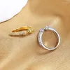 Anillos de racimo Temperamento coreano Micro-incrustado Zircon para mujeres Apertura ajustable Índice femenino Anillo de dedo Moda HipHop Joyería Regalos