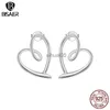 Stud BISAER 925 sterling zilver eenvoudig hart oorbellen verguld platina oorclip voor OL vrouw bruiloft fijne sieraden EFE871 YQ231026