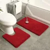 Tapis de bain 2 pièces/ensemble tapis de salle de bain doux en peluche moelleux en forme de U Absorption d'eau tapis antidérapant coussinets de pieds de toilette tapis de sol à la maison