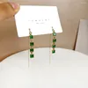 Dangle Earrings Huitan Trendy Long Hanging For Women Luxury Inlaid Green Cubic Zirconia Elegant Female Wire Party Jewelry Bulk
