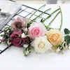 Decorative Flowers Artificial 3 Forks Moisturizing Rose Flower Wedding Home Furnishing El Shopping Mall Pography Props