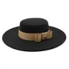 French Ladies White Bownot Flat Top Fedora Hat Banquet Hat