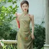 Vêtements ethniques Sexy Slim Femme Longue Qipao Chinse Robe de style traditionnel Élégant Vintgae Col Mandarin Sans Manches Cheongsam Lady