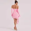 Casual Dresses Embellished Halter Floral Applique Mini Dress Elegant Outfits For Women Ruffle Party Mesh Sexy Strapless