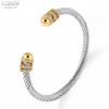 Bracelets de charme Fysara luxe empilable câble Bracelet manchette pour les femmes de mariage complet cubique Zircon cristal CZ Dubai argent couleur fête Bracelet 231025