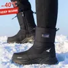 Botas masculinas sapatos de inverno neve impermeável antiderrapante bota de pele grossa para graus zip plataforma 230922