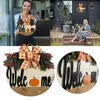 Decorative Flowers Halloween Wreath Or Door Hanging Decorations Home Wall Autumn Rattan Circle Thanksgiving Listing