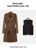Herren-Trenchcoat aus Baumwolle mit großem Revers, mittellang, zweireihig, britischer Trend, modische Herrenjacke mit dickem Wollfutter 231026