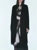 مزيج من الصوف النسائي 2023 نساء معاطف الخريف أزياء كارديجان طويل الصلبة معطفا أنثى شارع أنيقة OL OUTERWEAR الملابس 231026