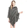 Women's Sweaters Ladies Knitted Fur Hoodies Wrap For Women Autumn Winter Shawl Solid Color Pullover Loose Sweater With Tassel Fall Poncho
