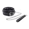 BlackWolf Sexy Leather-Trimmed Sponge Collars With Leash BDSM Bondage Fetishs Collar Adult Lingerie Sex Accessories For Woman 240118