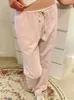 Womens Pants Capris Retro Pink Striped Drawstring Sport Women Autumn High Waist Linen Casual Wide Leg Y2k Streetwear Loose Trousers Chic 231025