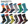 SANZETTI 12 Pairs Lot New Style Multi Colorful Winter Fashion Men Combed Cotton Socks Long Funny Male Dress Casual Design Socks169n